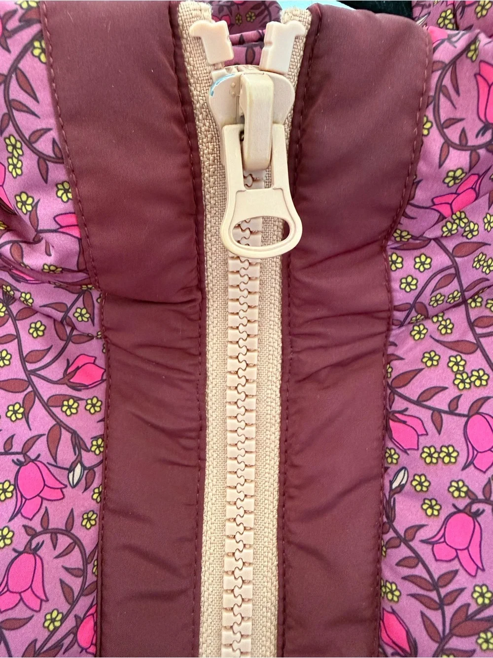 Anthropologie Floral Pink Quilted Puffer Jacket